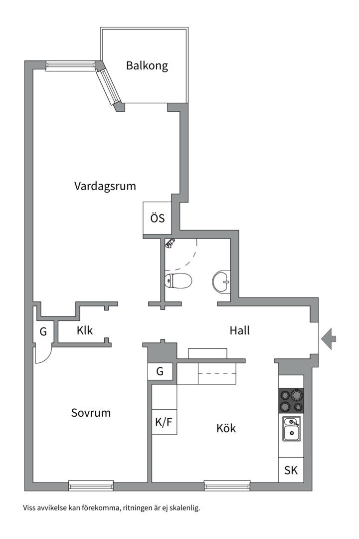 Planlösning från Norrlandsgatan 36D, Såld i Luthagen, Uppsala