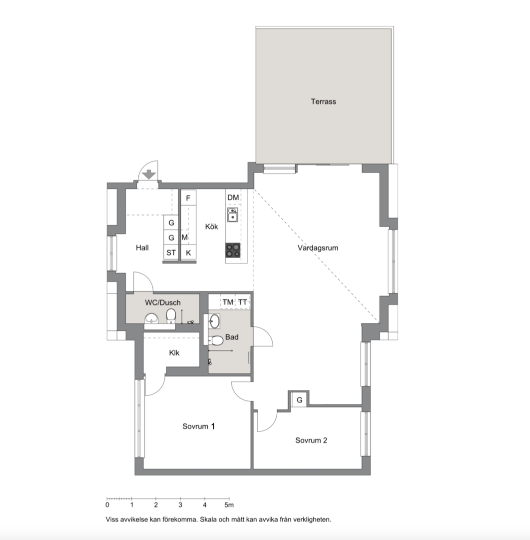 Planlösning från Augustendalsvägen 35, Såld i Nacka Strand, Nacka