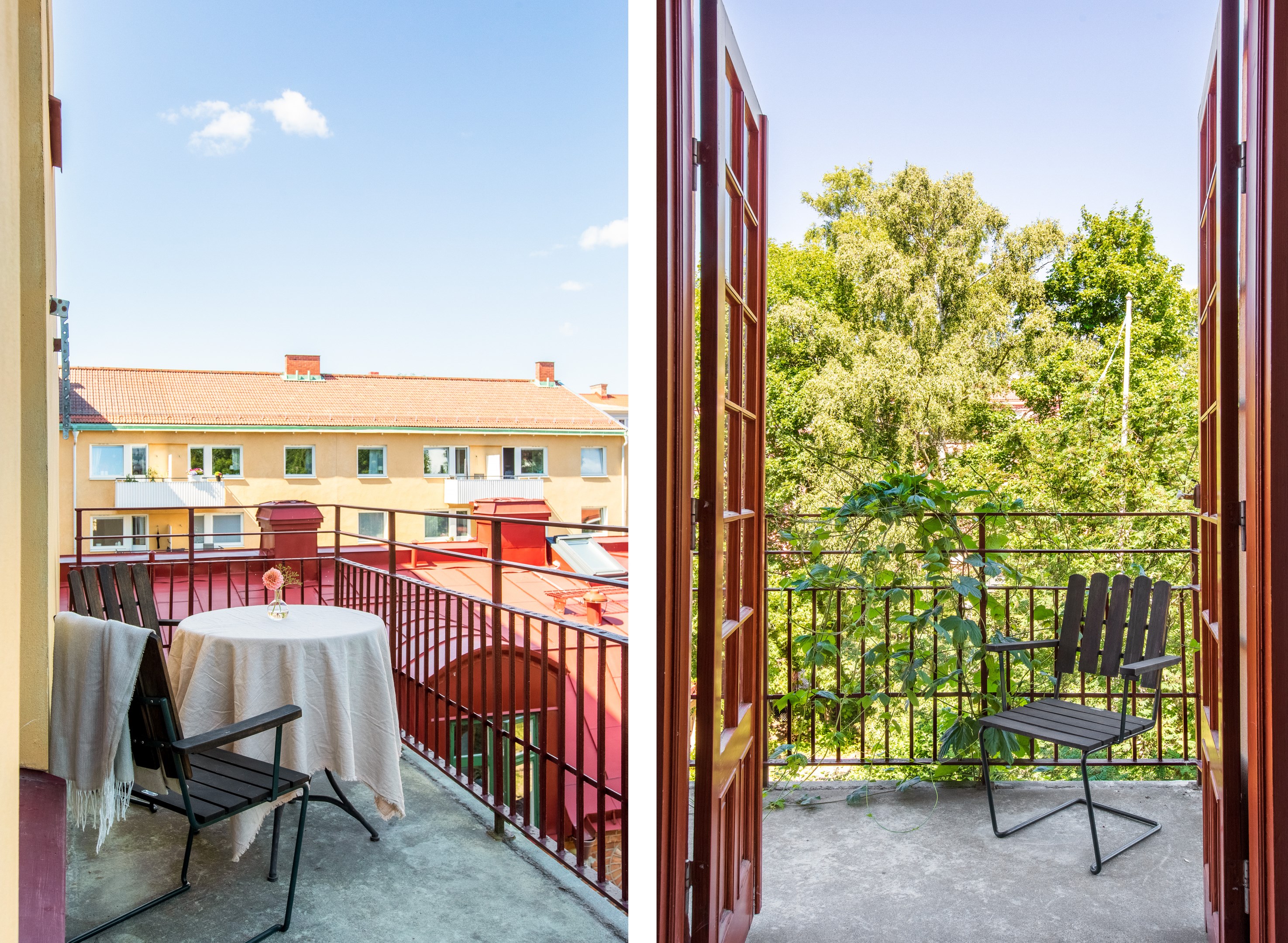 Gemensam vädringsbalkong i trapphuset.