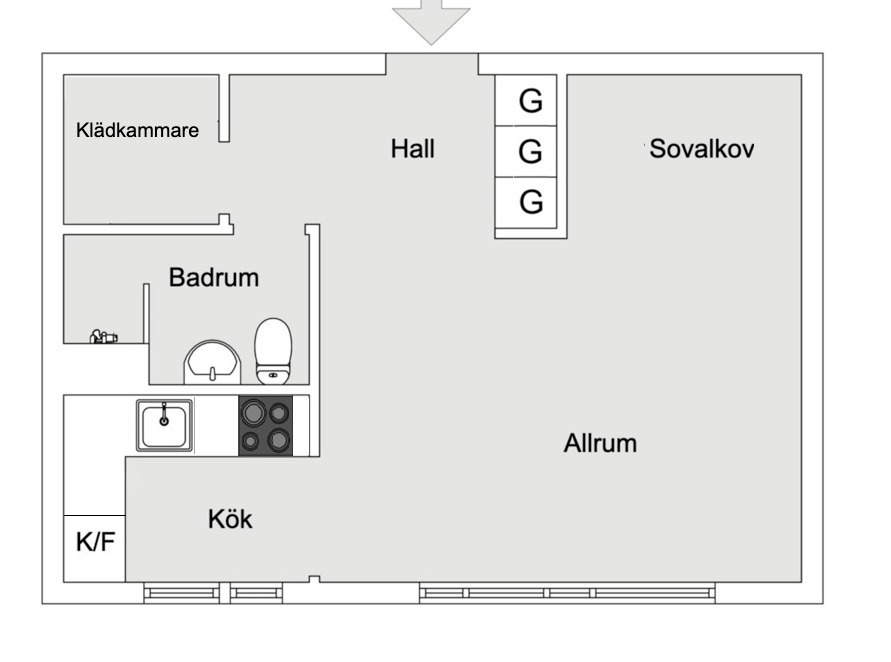 Planlösning från Ektorpsvägen 11, Såld i Ektorp, Nacka