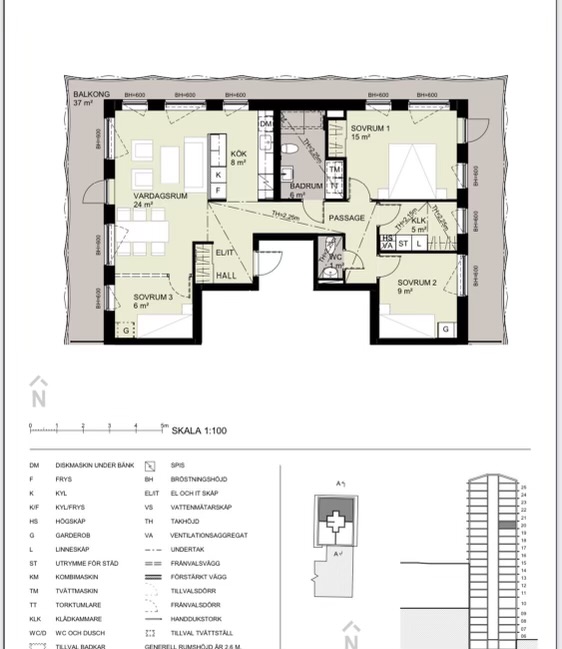 Planlösning från Tändkulevägen 33, Såld i Nacka Strand, Nacka