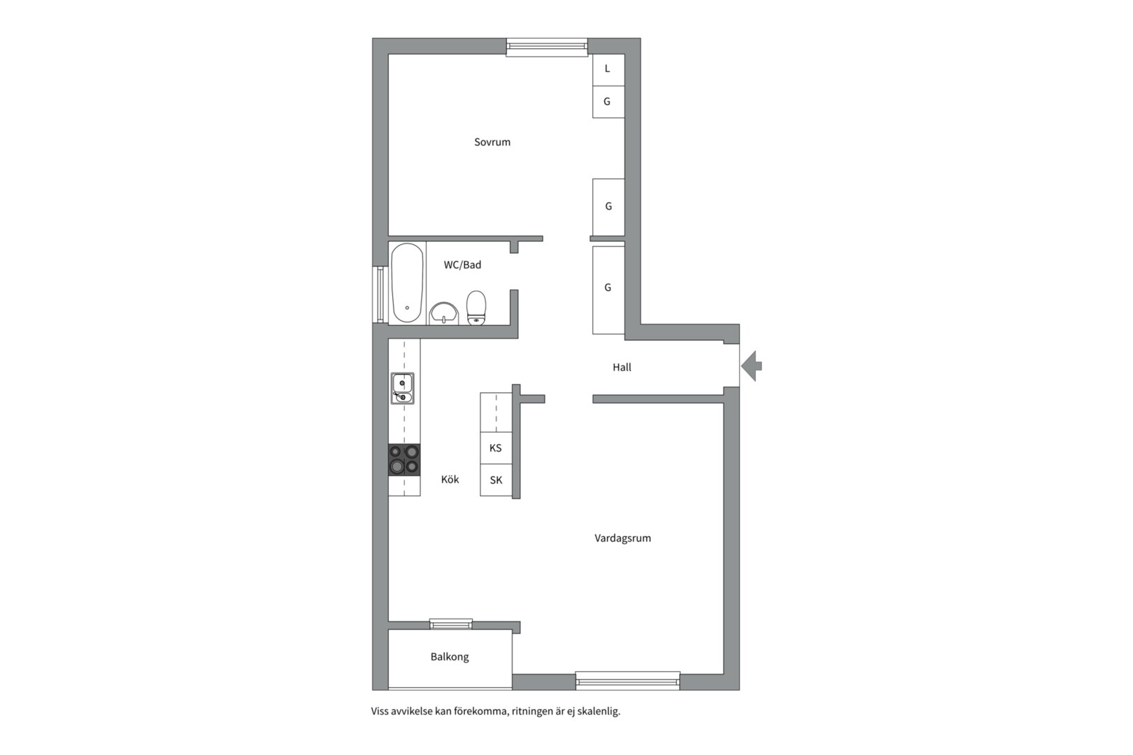 Planlösning från Humlegatan 1, Såld i Luthagen, Uppsala