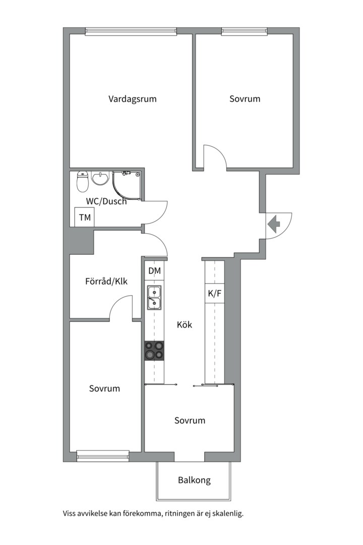 Planlösning från Atlasvägen 33, 2tr, Såld i Sickla, Nacka