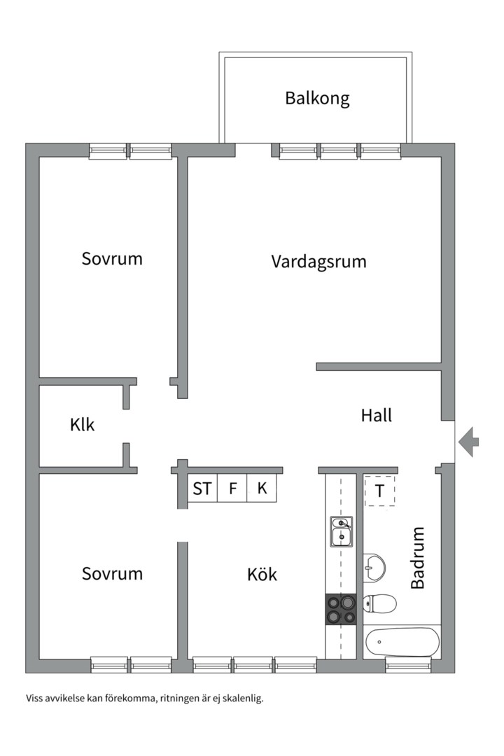 Planlösning från Blomstervägen 2, Såld i Finntorp, Nacka