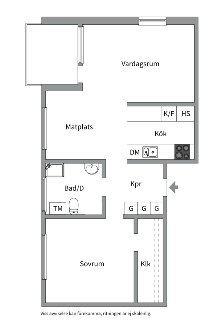 Planlösning från Valthornsvägen 2, Såld i Gottsunda, Uppsala