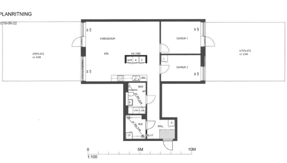 Planlösning från Augustendalsvägen 23, Kommande i Nacka Strand, Nacka