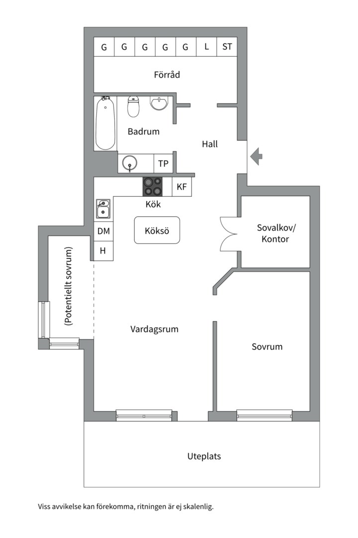 Planlösning från Fingerörtsvägen 8, Såld i Järla sjö, Nacka