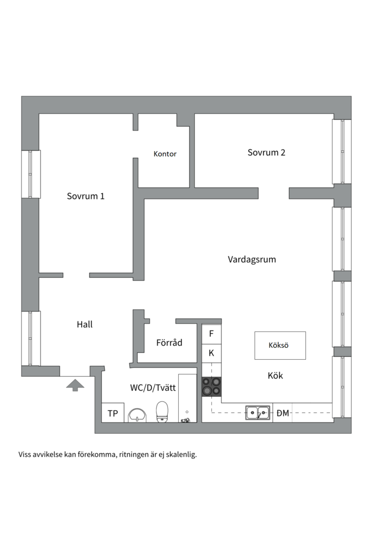 Planlösning från Tegnérgatan 3, Såld i Korsängsgärdet, Västerås