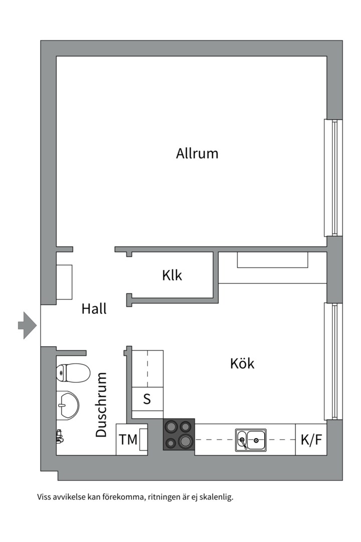Planlösning från Haga parkgata 13A, Kommande i Haga, Västerås