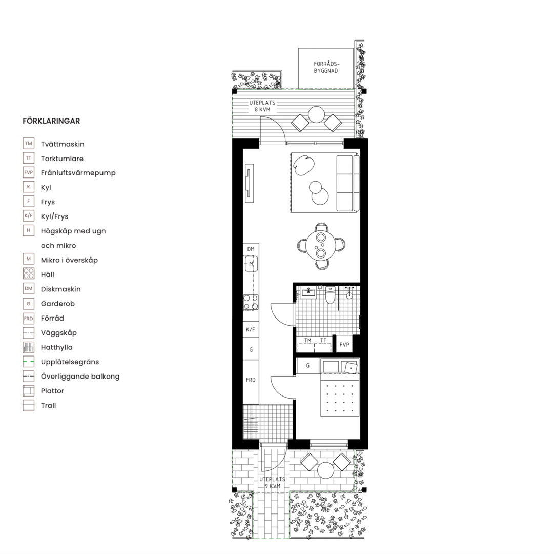 Planlösning från Wilhelm Kåges gata 42A, Såld i Porslinskvarteren, Värmdö