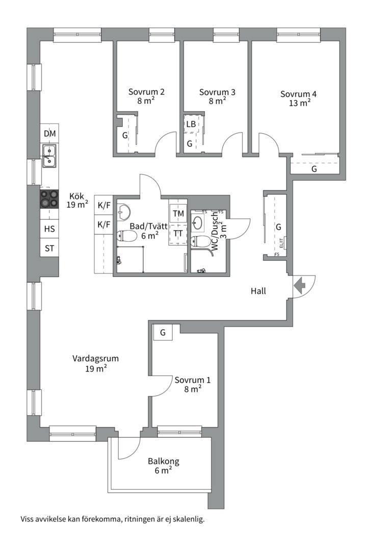 Planlösning från Otto Myrbergs väg 4D, Såld i Rickomberga, Uppsala