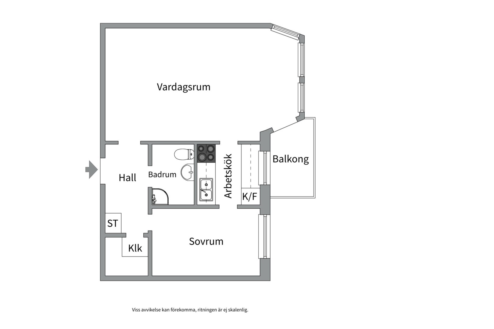 Planlösning från Torsgatan 8C, Såld i Främre Luthagen, Uppsala