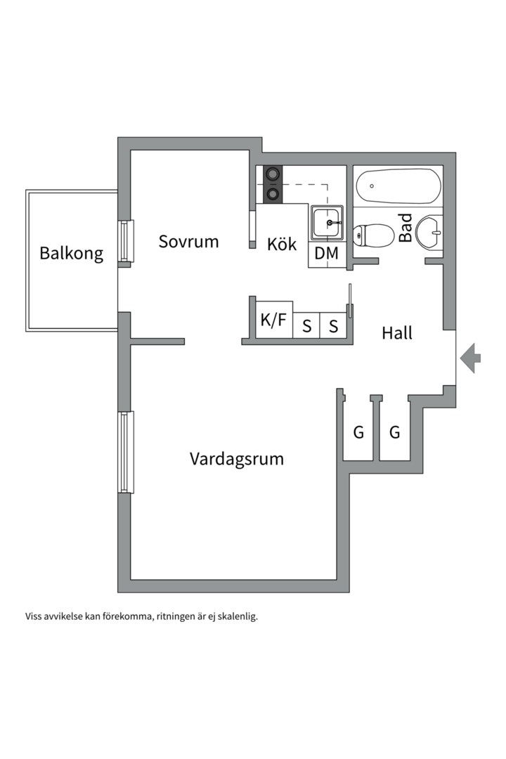 Planlösning från Luthagsesplanaden 21A, Såld i Luthagen, Uppsala
