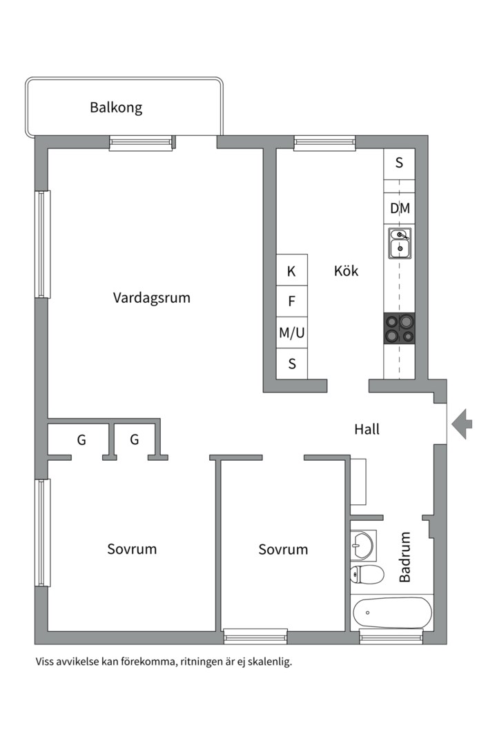 Planlösning från Kronvägen 24A, Såld i Ormberget, Västerås