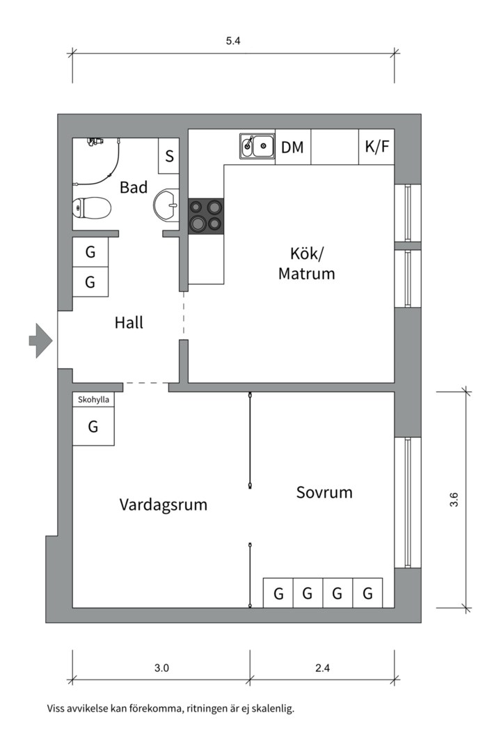 Planlösning från S:t Olofsgatan 58C, Såld i Höganäs, Uppsala