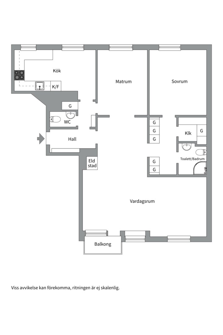 Planlösning från Luthagsesplanaden 18B, Såld i Luthagen, Uppsala