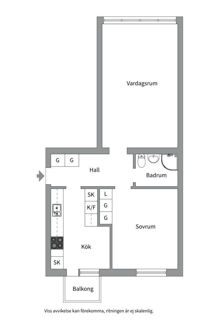 Planlösning från Murargatan 22B, Såld i Salabacke, Uppsala