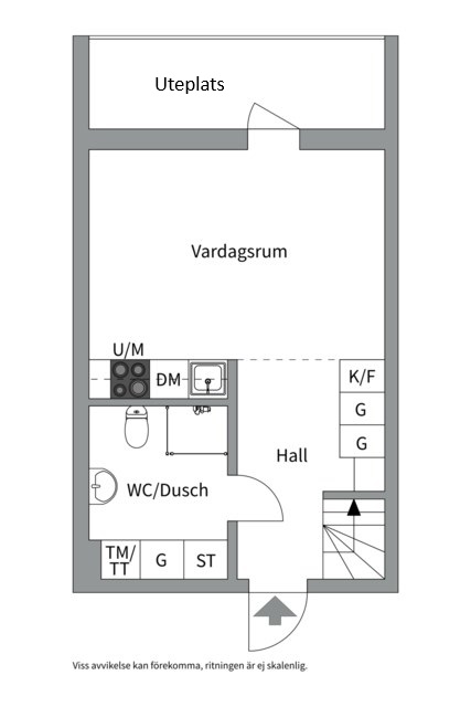 Planlösning från Rosendalsvägen 12, Såld i Rosendal, Uppsala
