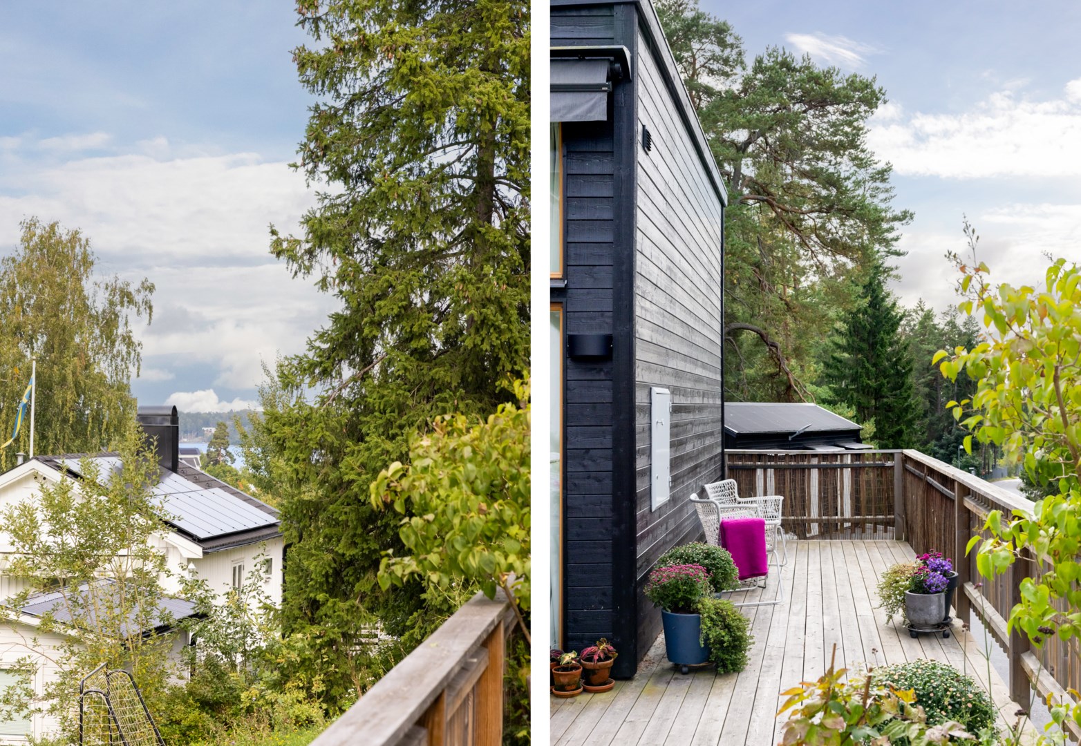 Över grannhusets tak kan man skymta Mörtnäsvikens vatten