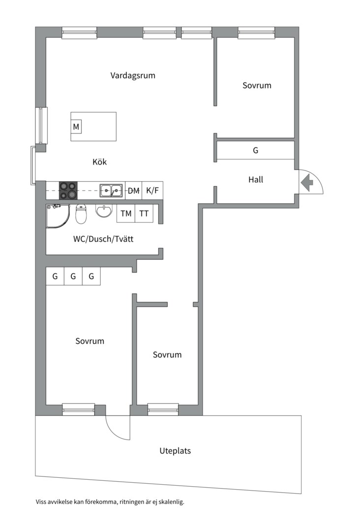 Planlösning från Chamottevägen 19, 1/2 tr upp, Såld i Porslinskvarteren, Värmdö