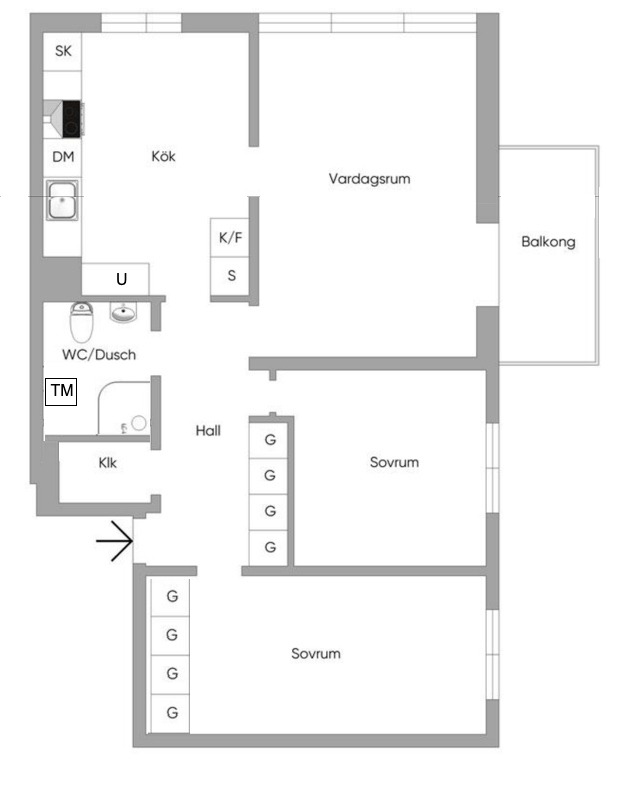 Planlösning från Edinsvägen 10, vån 6 av 6, Såld i Ektorp, Nacka