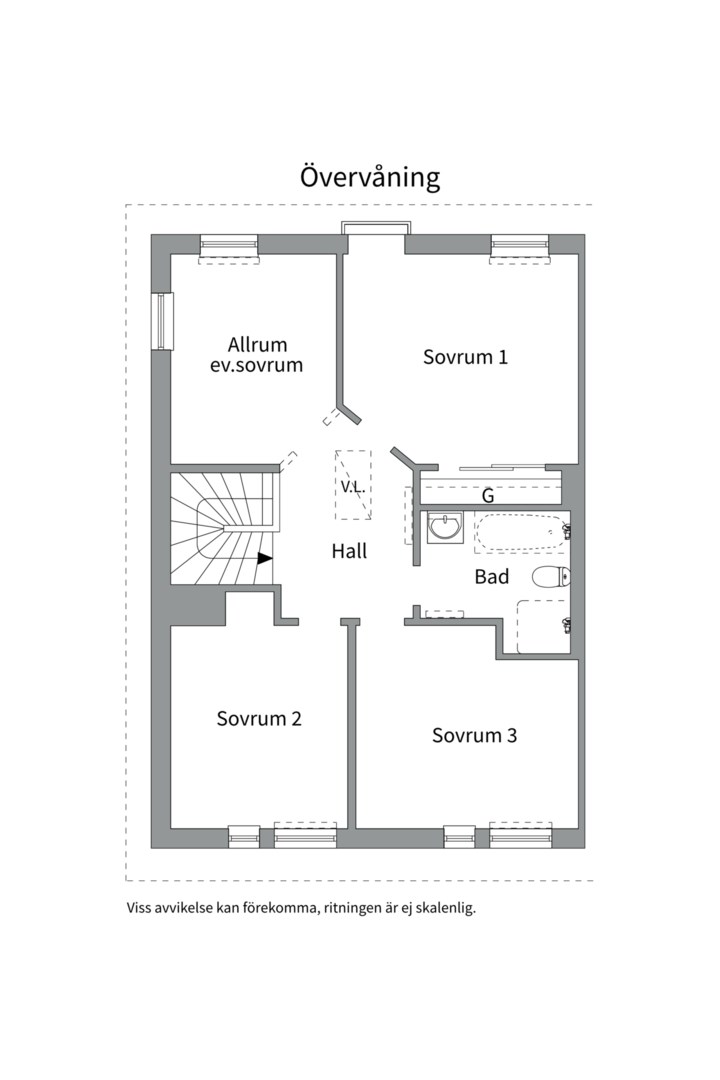 Planlösning från Funbo Vargspåret 31A, Såld i Gunsta, Uppsala