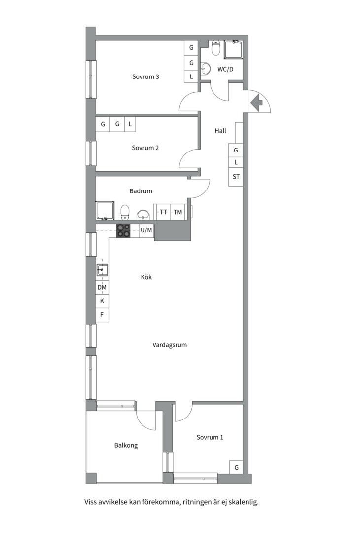 Planlösning från Tollareslingan 26, vån 5, Såld i Tollare, Nacka