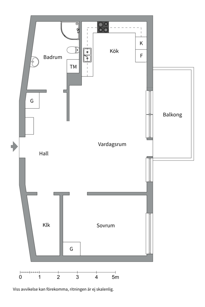 Planlösning från Kungsängsgatan 21B, Såld i Östra Hamnen, Västerås