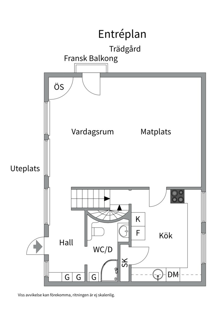 Planlösning från Mariagatan 13C, Kommande i Gustavsberg, Värmdö