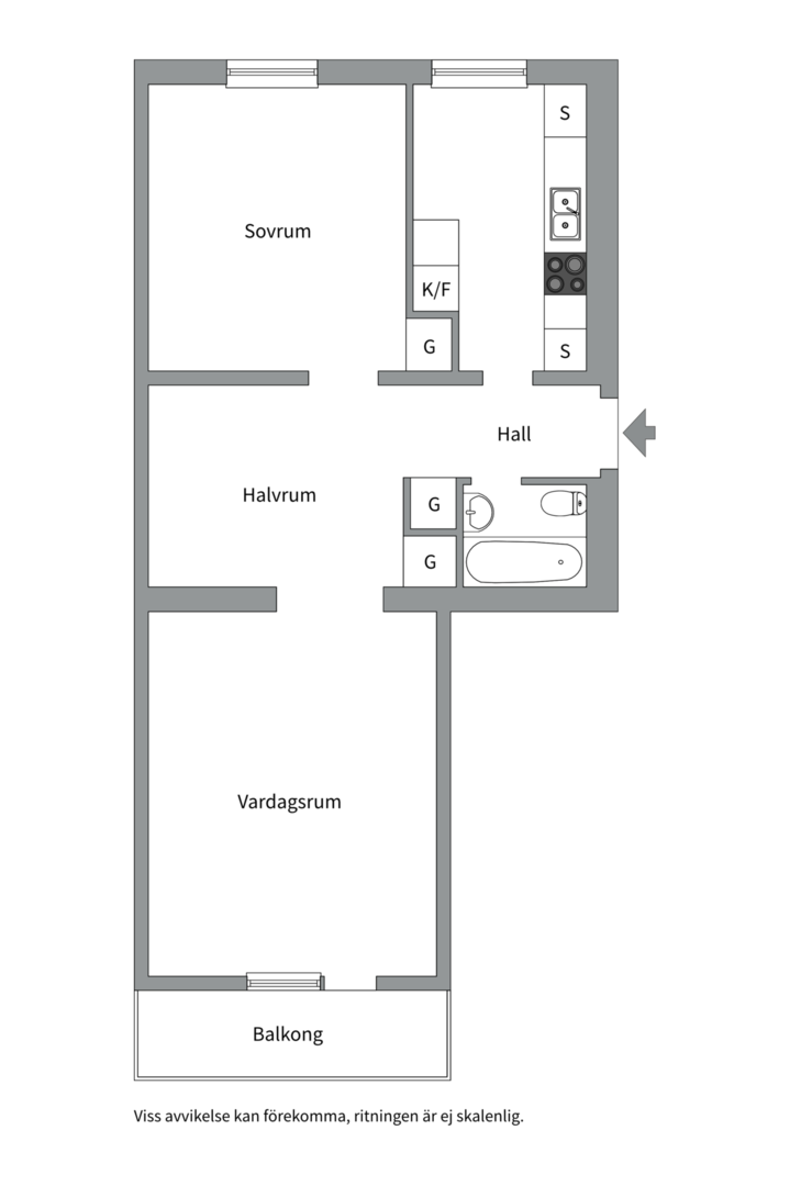 Planlösning från Luthagsesplanaden 26A, Såld i Luthagen, Uppsala