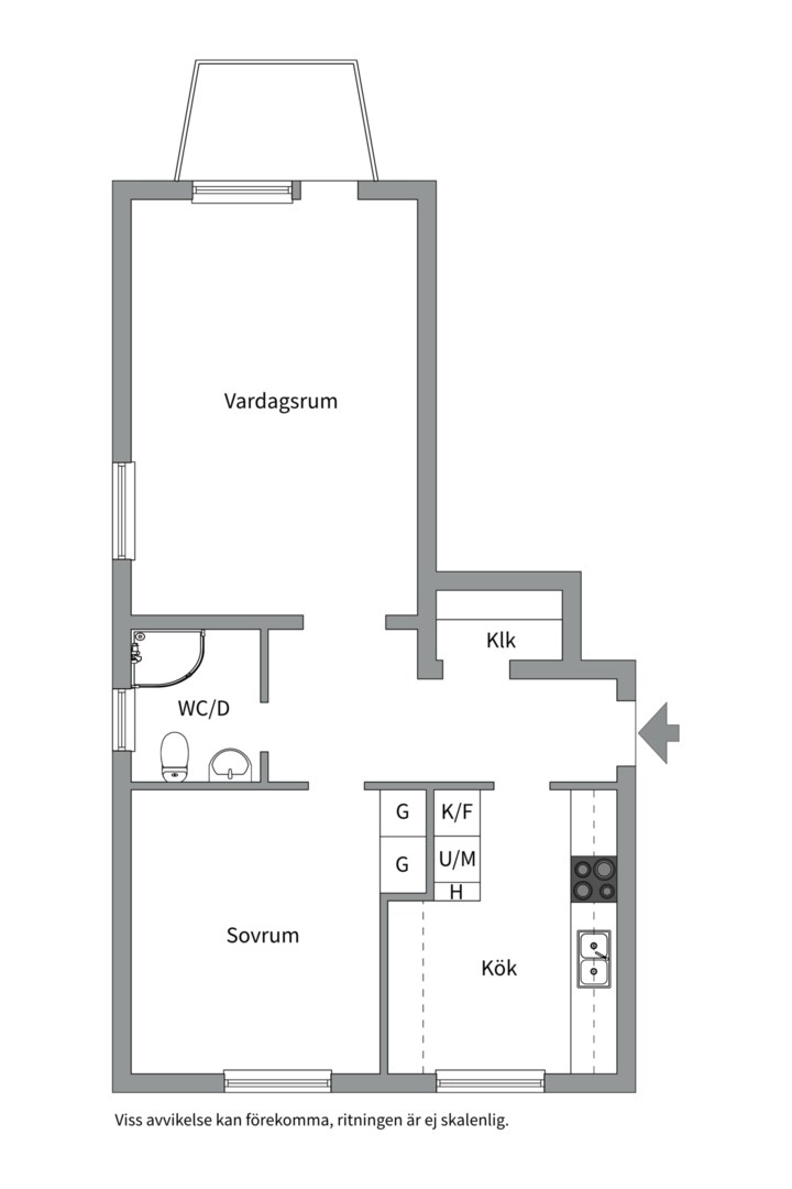 Planlösning från Alriksgatan 6A, Såld i Höganäs, Uppsala