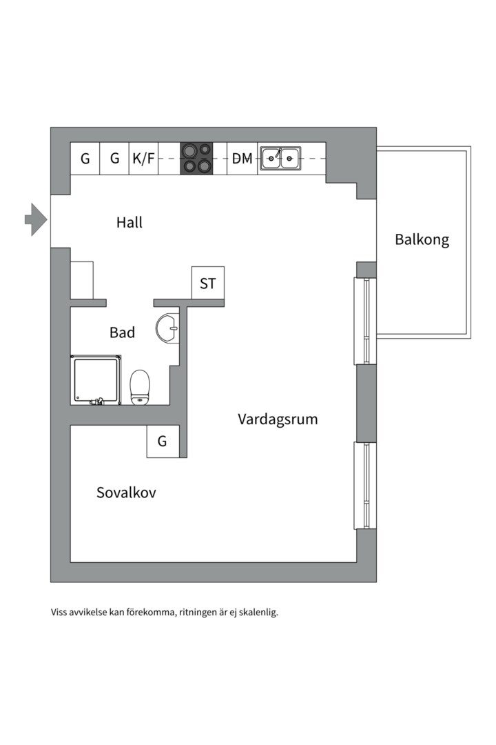 Planlösning från Gimogatan 13A, Såld i Luthagen, Uppsala