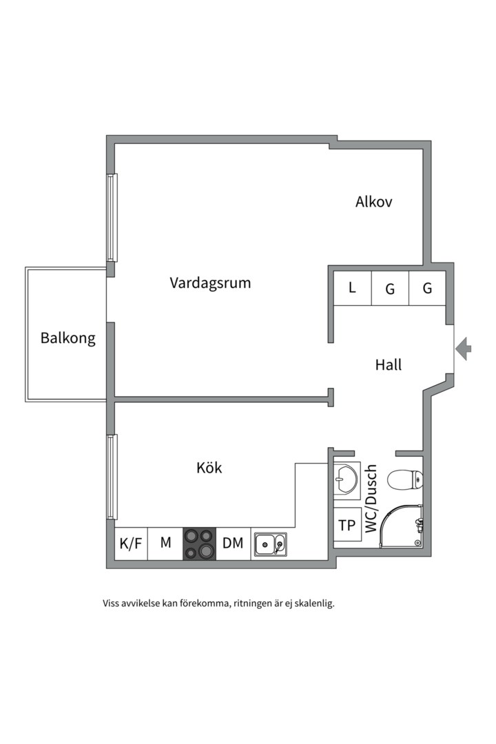 Planlösning från Luthagsesplanaden 5B, Såld i Luthagen, Uppsala