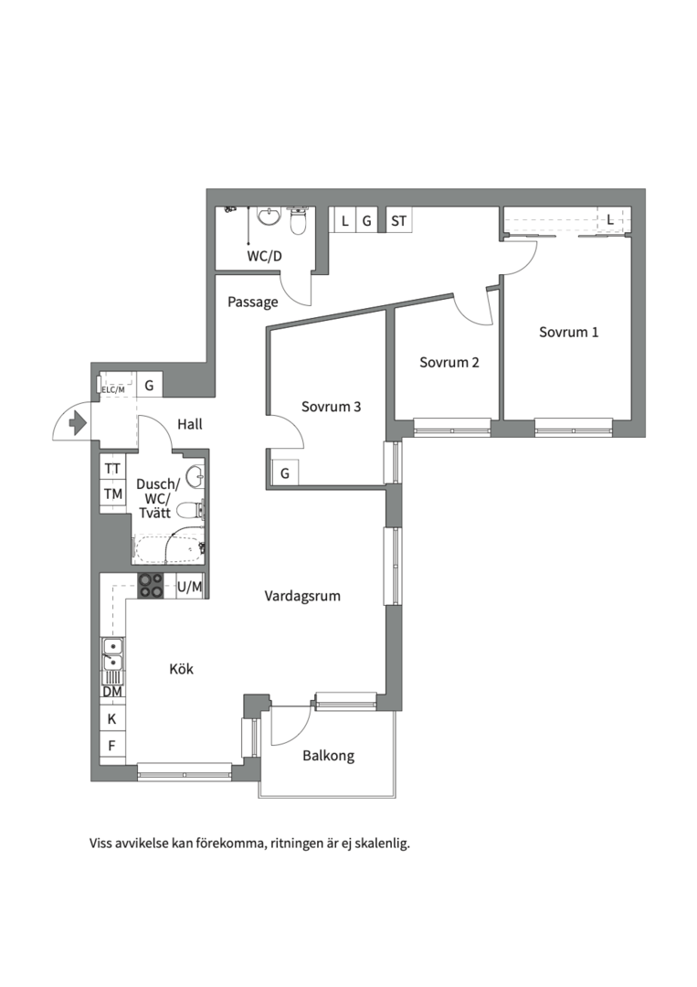 Planlösning från Tollareslingan 18, Såld i Tollare, Nacka