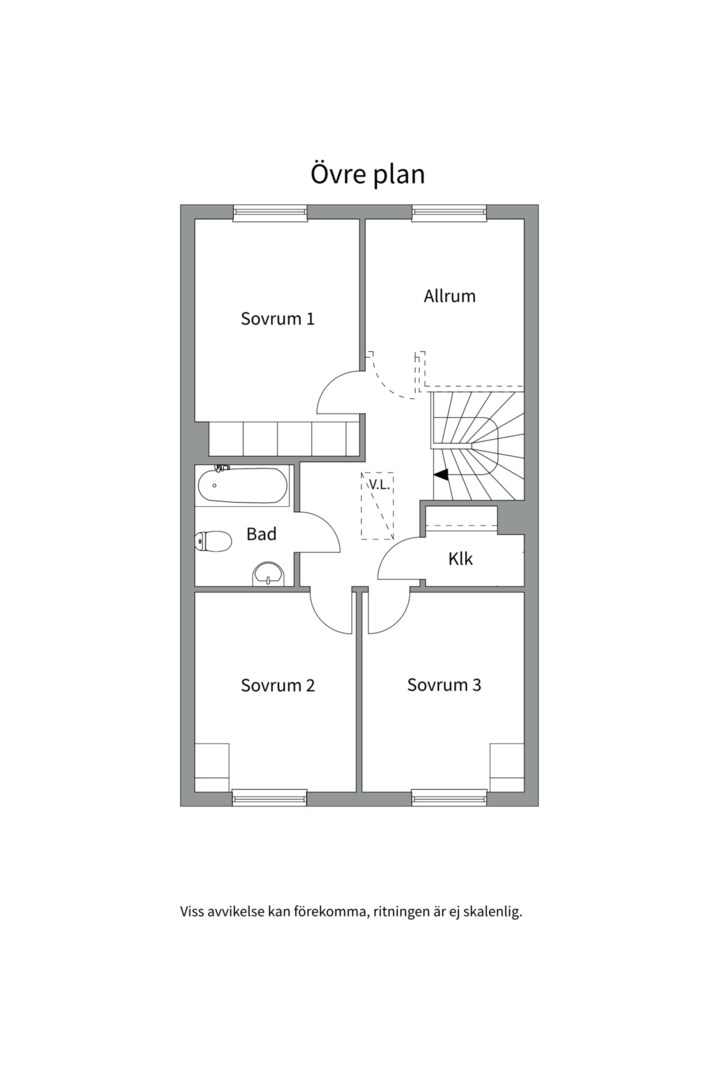 Planlösning från Snömolnsvägen 45, Såld i Fullerö, Uppsala