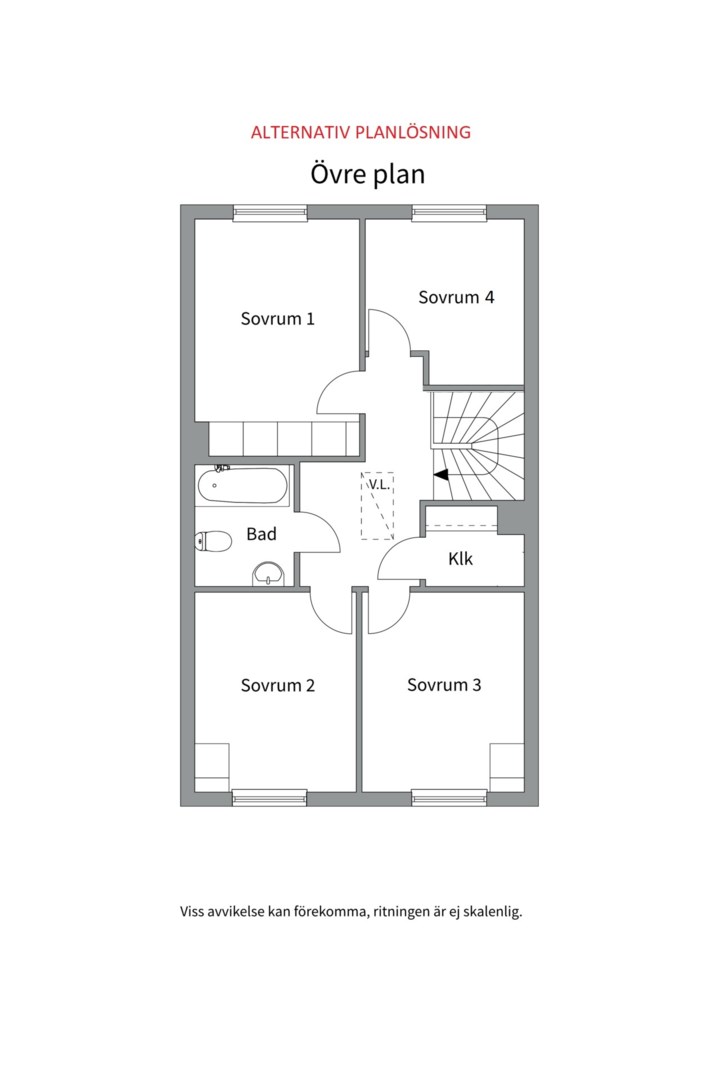 Planlösning från Snömolnsvägen 45, Såld i Fullerö, Uppsala