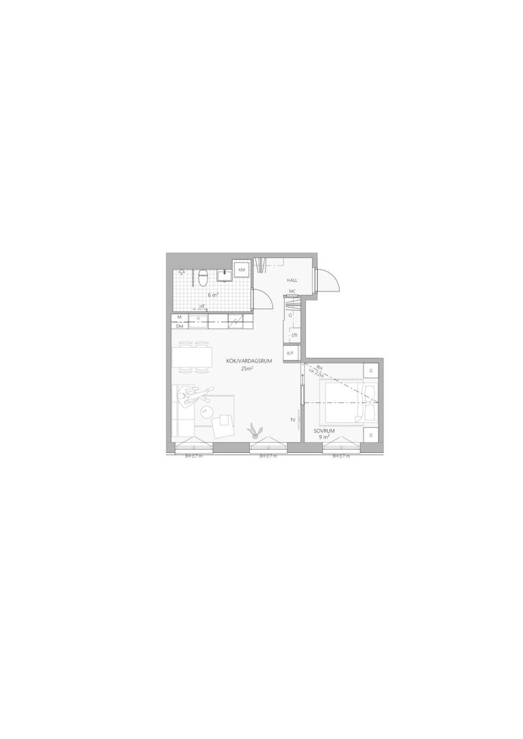 Planlösning från Majorsvägen 17, Till salu i Barkabystaden, Järfälla