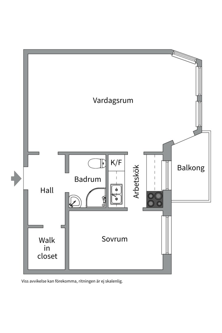 Planlösning från Torsgatan 8A, Såld i Främre Luthagen, Uppsala