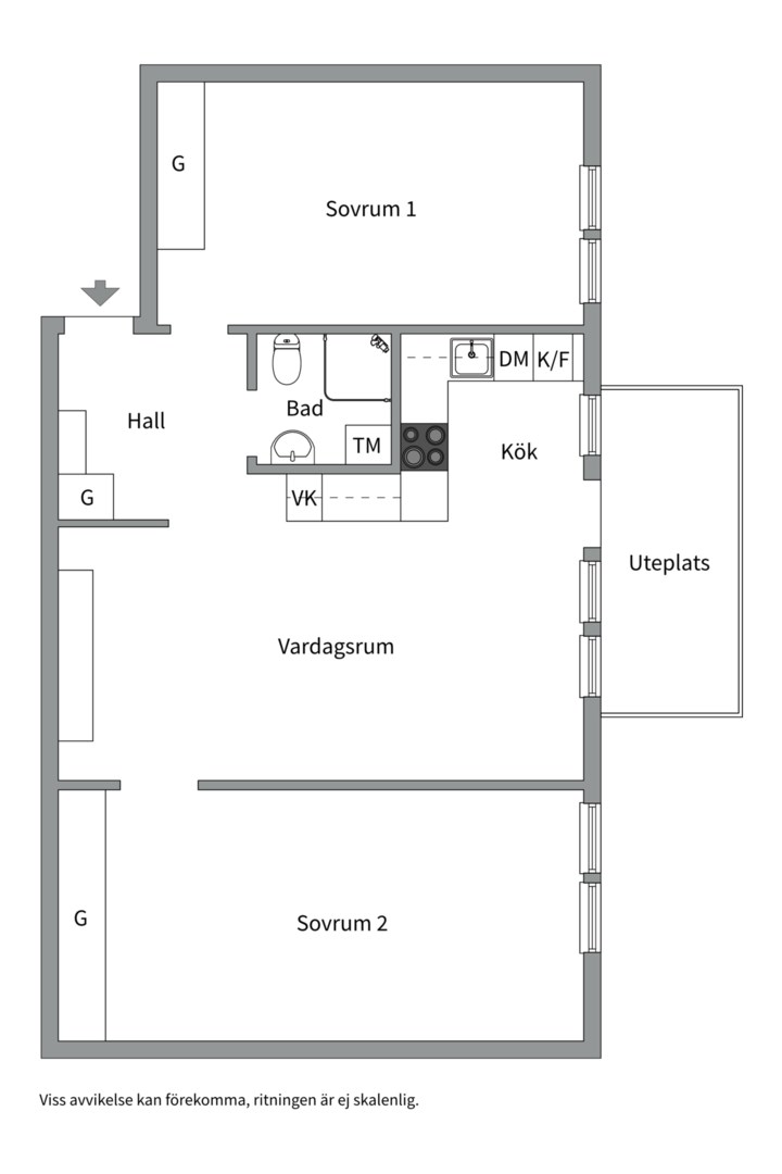 Planlösning från Blomstervägen 14, Såld i Finntorp, Nacka