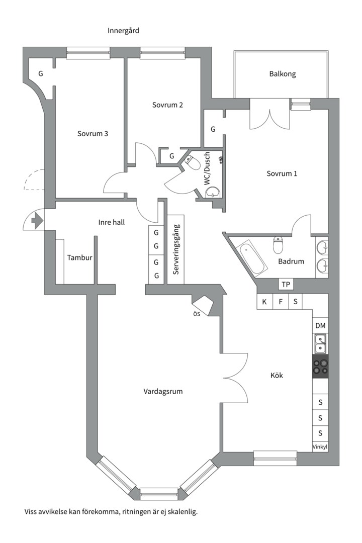 Planlösning från Fleminggatan 30, 3tr, Såld i Kungsholmen, Stockholm