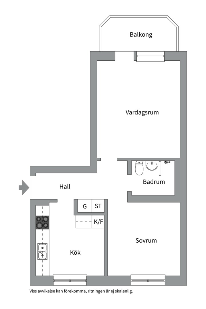 Planlösning från Bomansgatan 22C, Såld i Kristiansborg, Västerås