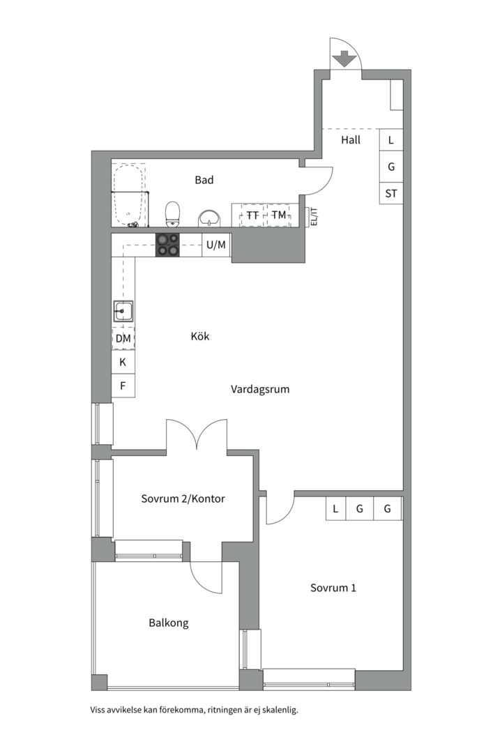 Planlösning från Tollareslingan 26, 2 tr, Såld i Tollare, Nacka
