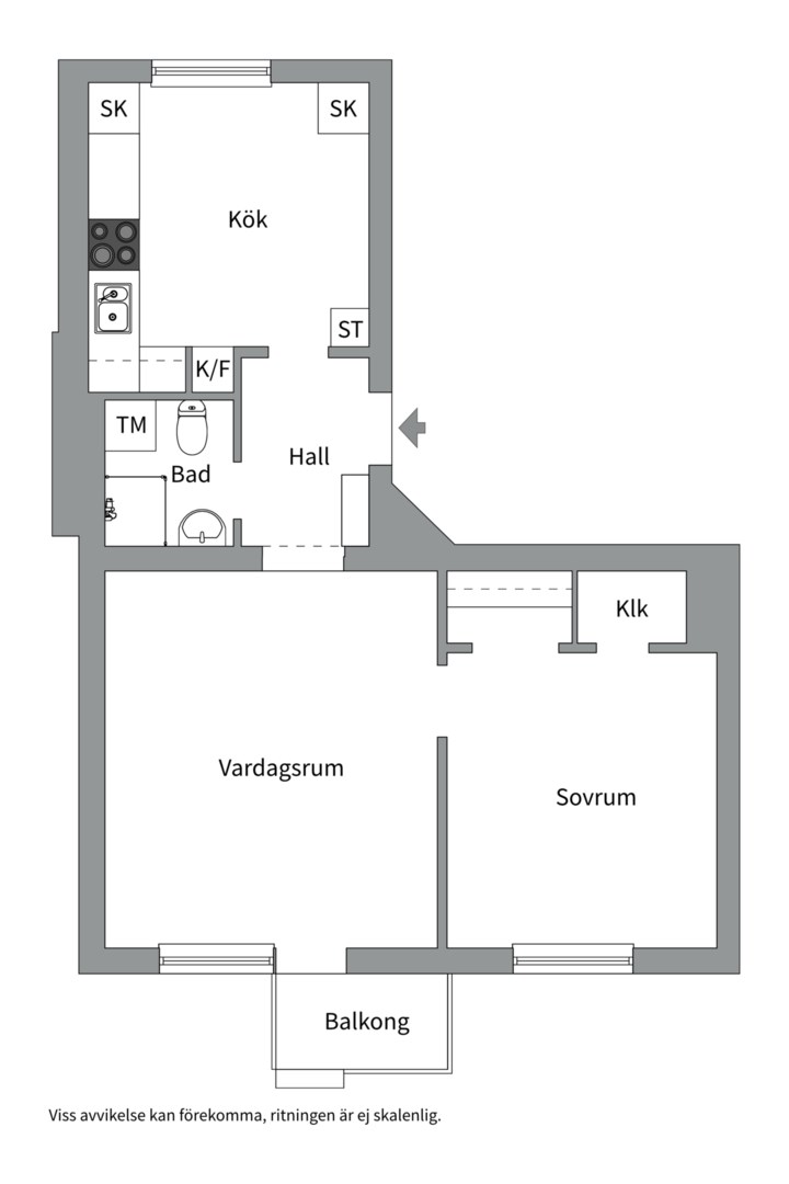 Planlösning från Norrtäljegatan 15B, Kommande i Fålhagen, Uppsala