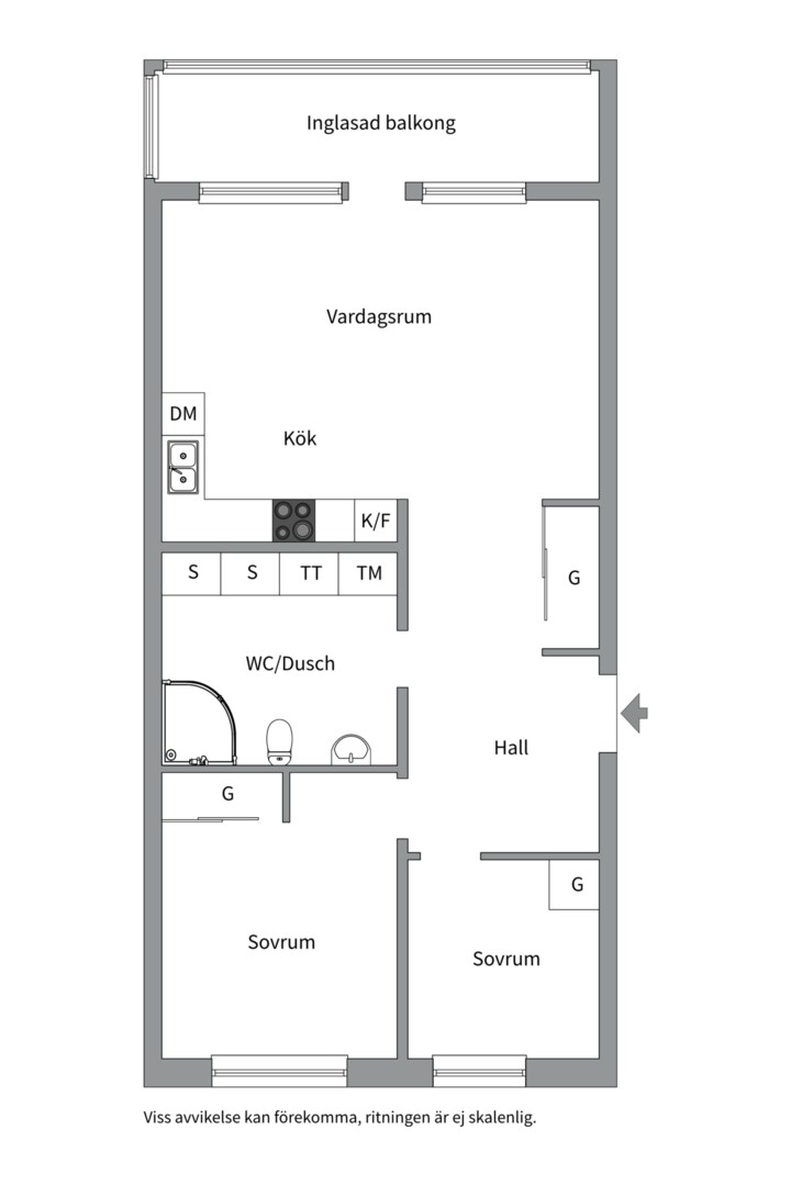 Planlösning från Portalgatan 99, Såld i Kapellgärdet, Uppsala