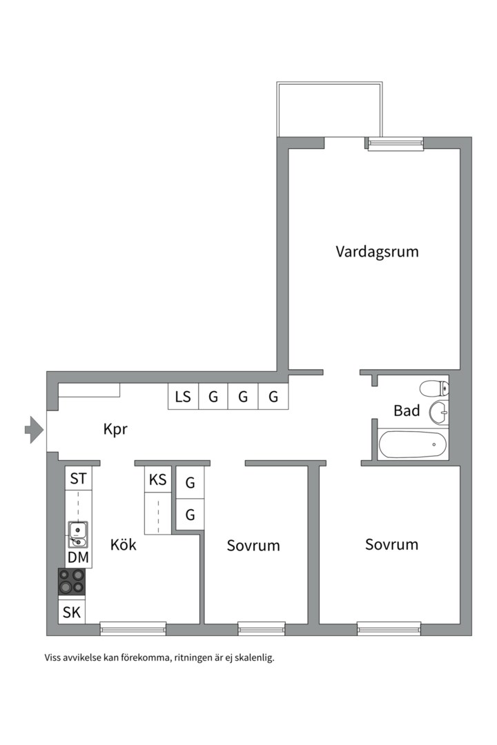 Planlösning från Sibyllegatan 17A, Såld i Luthagen, Uppsala