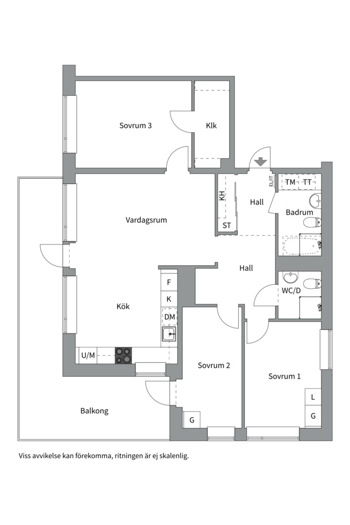 Planlösning från Tollareslingan 50, 4/4 tr, Såld i Tollare, Nacka
