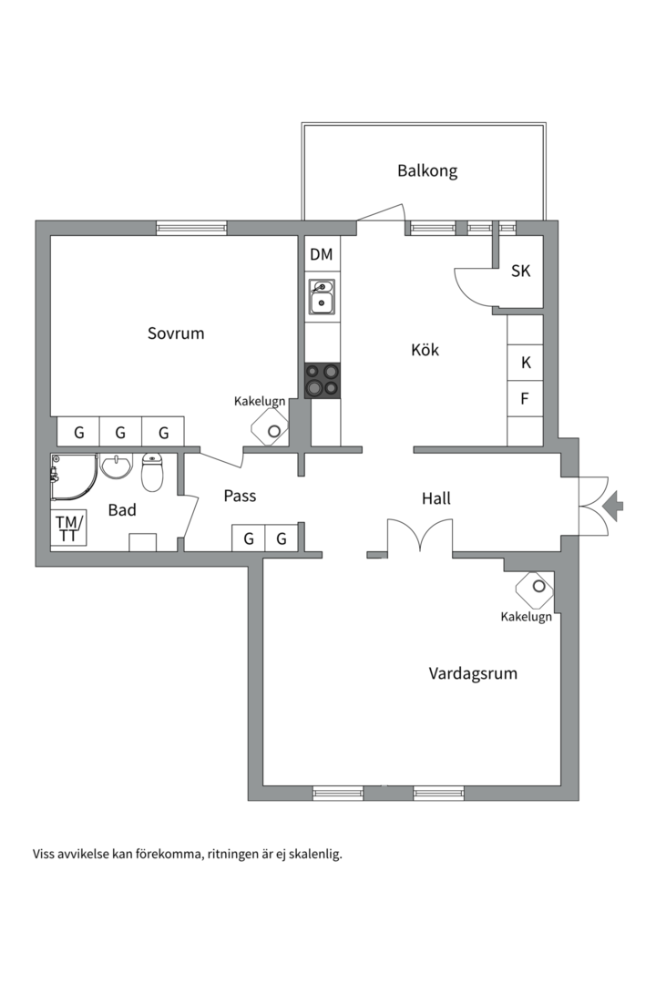 Planlösning från Stora gatan 73B, Såld i Vasastaden, Västerås