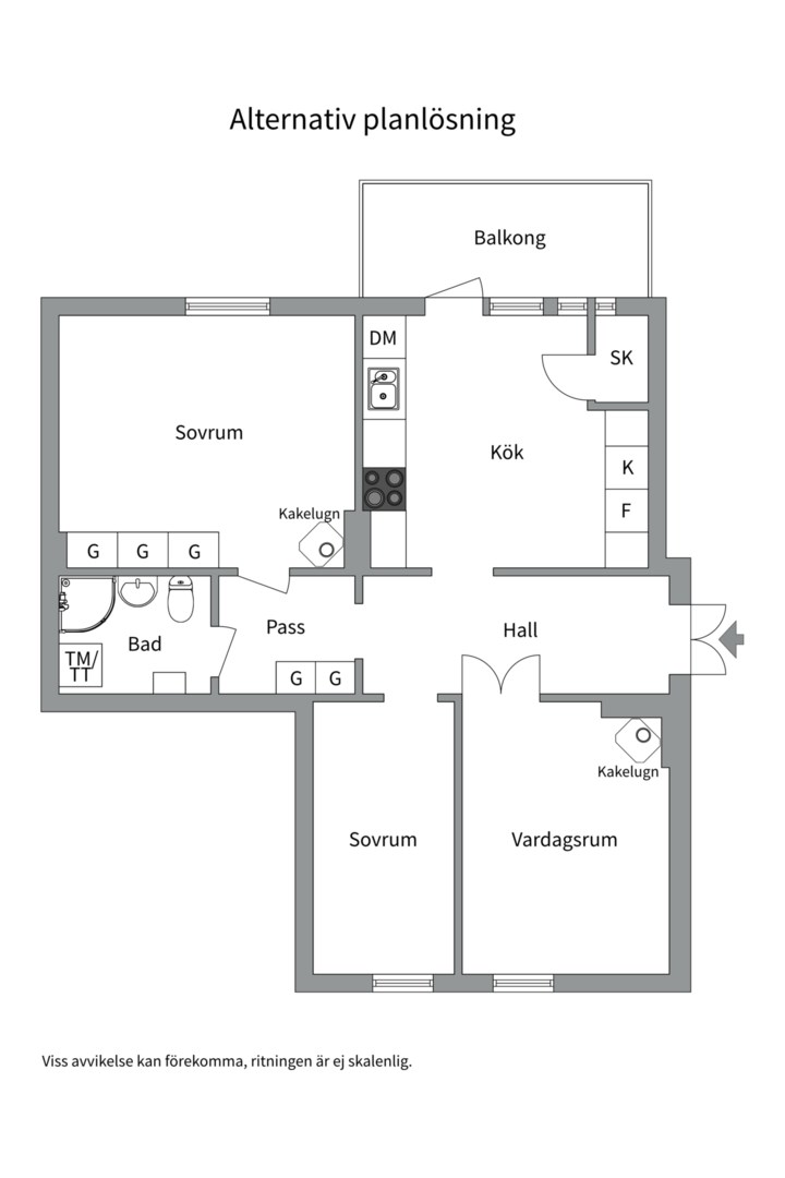 Planlösning från Stora gatan 73B, Såld i Vasastaden, Västerås