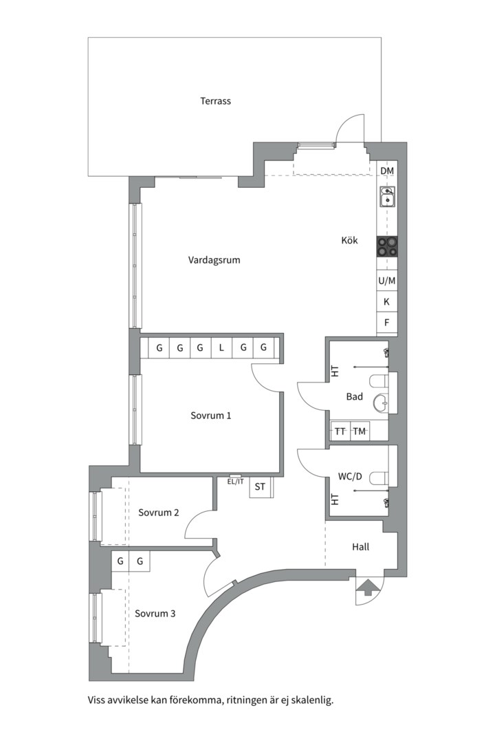 Planlösning från Augustendalsvägen 23, Såld i Nacka Strand, Nacka