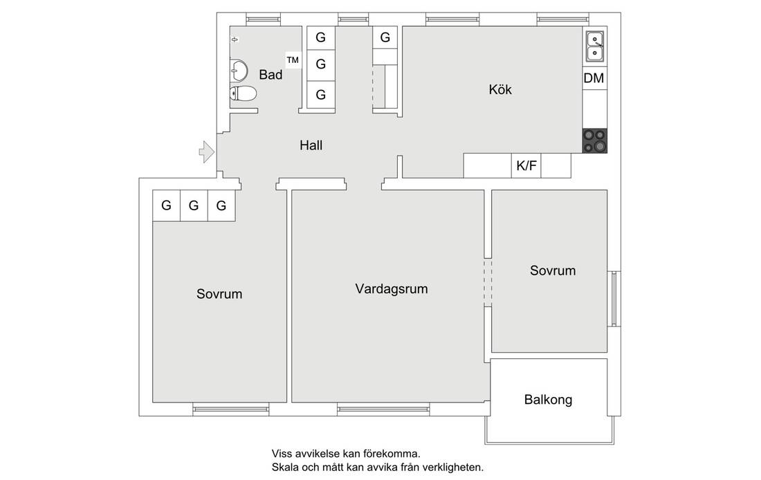 Planlösning från Ugglevägen 15A, Såld i Ektorp, Nacka